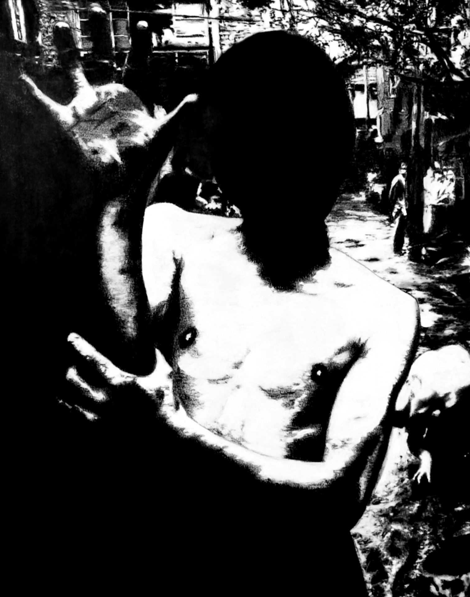 " La Part d’Ombre " - Dessin à la Pierre-Noire avec rehauts de blanc sur papier Canson 0.65 X 0.50 - Collection Privée -